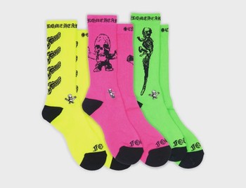 Chrome Hearts Foti Socks (3 pack) Neon Pink/Yellow/Green • Brand New [8984] - view 2