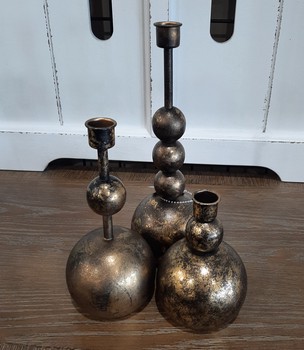 Set of 3 Brass Taper Candle Holders