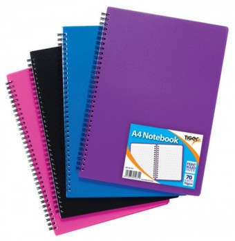 Tiger - A4 PP T.Wire Feint 70Sh Notebook Assorted