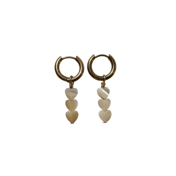 Beige Heart Earrings
