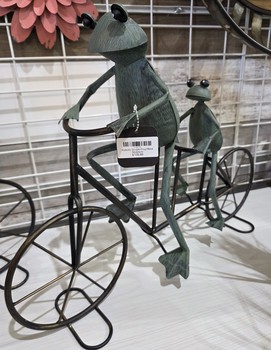 Eclectic Double Frog Metal Sculpture