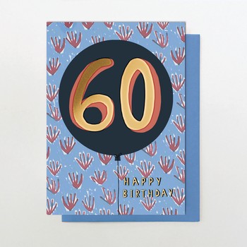 Stop The Clock -Card- male 60 birthday balloon - OLL38