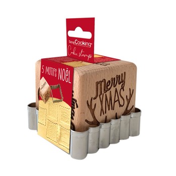CHRISTMAS WOODEN COOKIE STAMP & CUTTER SET