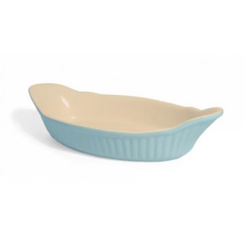 CLASSIC GLAZED OVAL GRATIN DISH - SKY BLUE