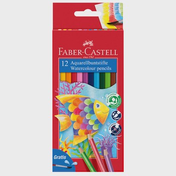 Faber-Castell - Watercolour pencil + brush box 12x - 114413