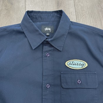 Stüssy Side Taped Garage Shirt in Navy • Pre-Owned [9743] - view 7