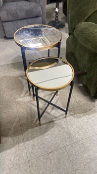 Mirror Top Side Table Set of 2