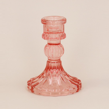 GLASS CANDLE HOLDER - DUSKY PINK