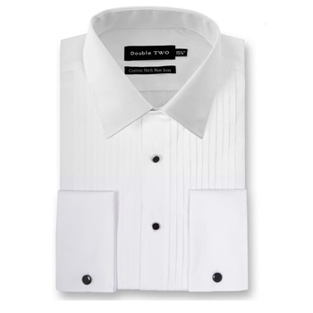 Double Two Stitch Pleat Dress Shirt - SLX5002 - White