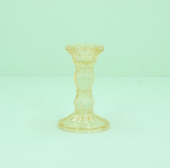 GLASS CANDLE HOLDER - YELLOW