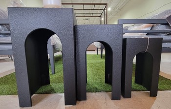 Set of 3 Wooden Black Side Tables