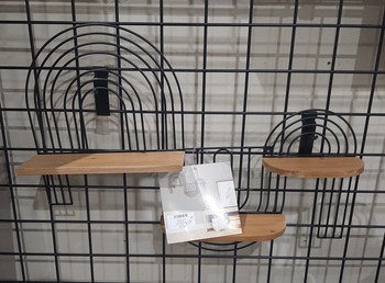 Metal Wood Geometric Wireframe Wall Shelf