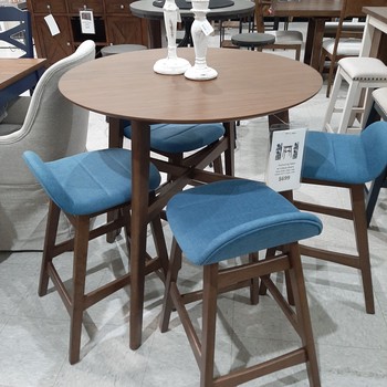 Gathering Table w/ 4 blue chairs