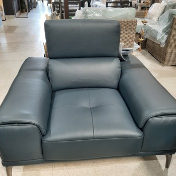 Quinton Leather Chair, Blue with adjustable headrest