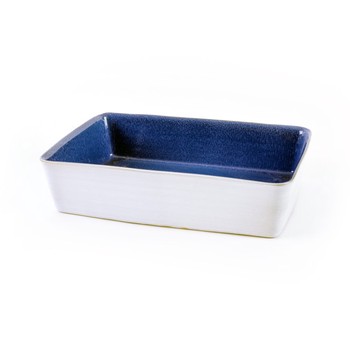 'NORTE' LARGE GLAZED TERRACOTTA OVEN DISH - COBALT BLUE