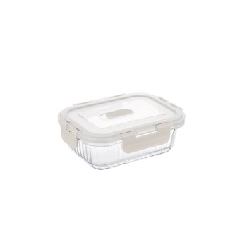 FLOW & CARE RECTANGULAR GLASS CONTAINER WITH LID - 640ML