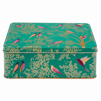 SARA MILLER - RECTANGULAR DEEP TIN - GREEN BIRDS