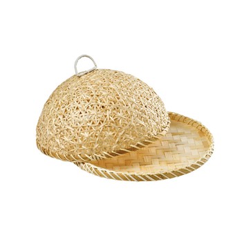BAMBOO FOOD COVER BASKET - NATURAL