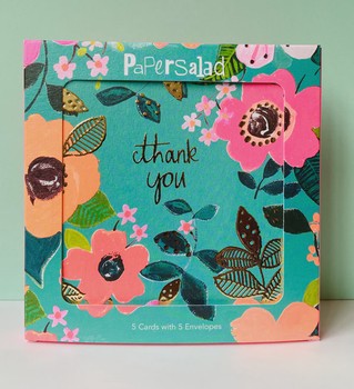 Paper Salad - Thank You Floral Card Pk5-DK2201