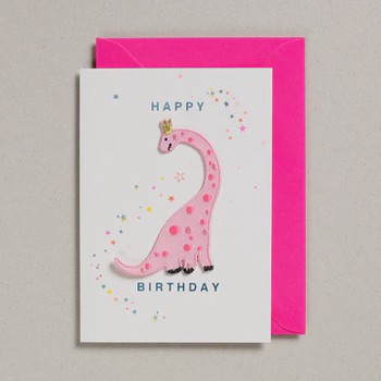 PB- Iron- On -Patch Card Birthday Pink Dino- GC-PAT-0026