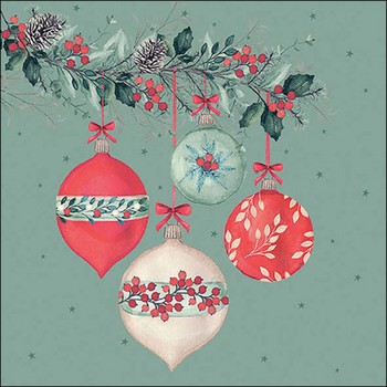 BERRY BAUBLES GREEN PAPER NAPKINS