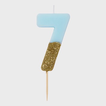 Talking Tables - number seven blue glitter candle – BDAY – candle – BLU – seven