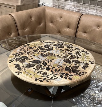 Mango Wood w/gold & silver metal inlay lazy susan