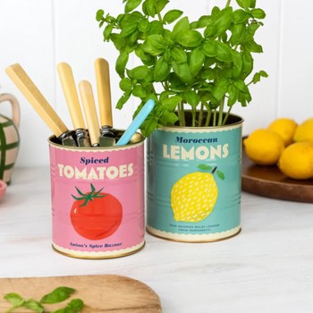 LEMON AND TOMATO  STORAGE TINS - SET OF 2