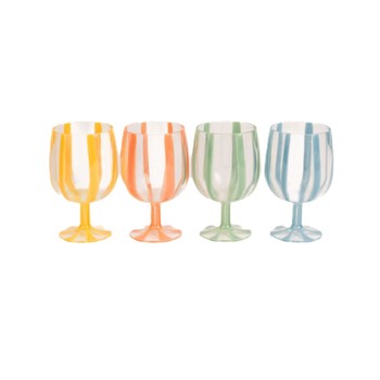 PORTOFINO STRIPE ACRYLIC WINE GLASSES - SET OF 4