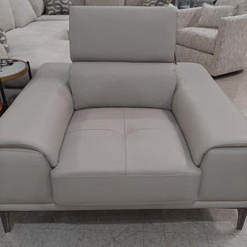 Quinton Leather Chair, Grey with adjustable headrest
