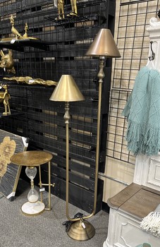 Antique gold double floor lamp with metal shades