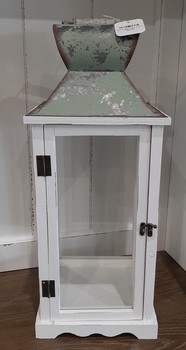 Glass Cottage Lantern - green & white / Small