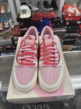 Air Jordan 1 Retro Low Original SP Travis Scott Sail Tropical Pink • Pre-Owned [6118] - view 2