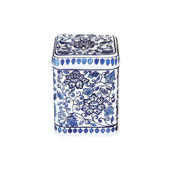BLUE AND WHITE  SMALL SQUARE TIN