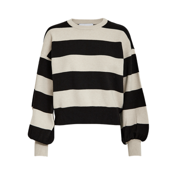 Lolly Knit Pullover · Sand Gray Stripe
