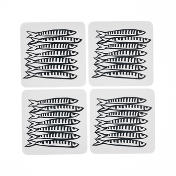 INDIGO SARDINE COASTERS - SET OF 4