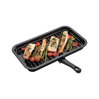ENAMEL GRILL PAN WITH REMOVABLE HANDLE - 23X40CM