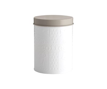WHITE EMBOSSED COFFEE CANISTER - IN THE FOREST