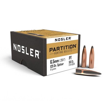 Nosler Partition 6.5mm .264" 125gr Projectiles x50