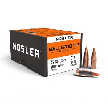Nosler Ballistic Tip Varmint .22 Cal .224" 60gr Projectiles x100