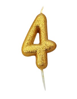 GOLD GLITTER AGE 4 CANDLE