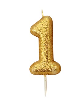 GOLD GLITTER  AGE 1 CANDLE