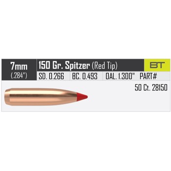 Nosler Ballistic Tip Hunting 7mm .284" 150gr Projectiles 50 Quantity