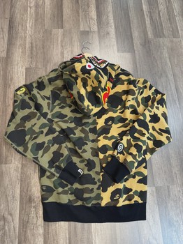 BAPE 1st Camo Half Shark Full Zip Hoodie Green/Yellow XXL • Brand New [0121] - view 2