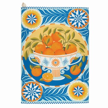 PRINTER JOHNSON -ORANGE BOWL TEA TOWEL
