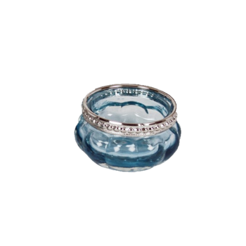 BLUE GLASS TEA LIGHT HOLDER - SINGLE