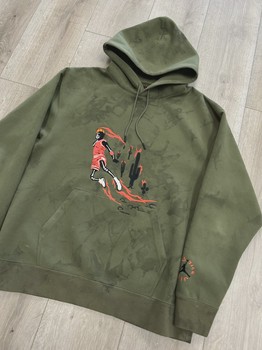 Travis Scott Jordan Washed Suede Hoodie Olive • Pre-Owned [6657] - view 6