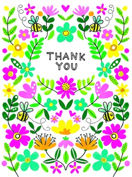 Rachel Ellen - Pack of 10 Notecards - Thank You/Floral Pattern - NOPK4