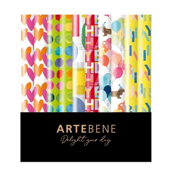 Artebene -Yellow Birthday Mix & Match Roll Wrap Assort 70 x200cm - 140566