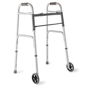 Folding Walker Adjustable Height McKesson Aluminum Frame 350 lbs. Weight Capacity 32 to 39 Inch Height-146-10210-4